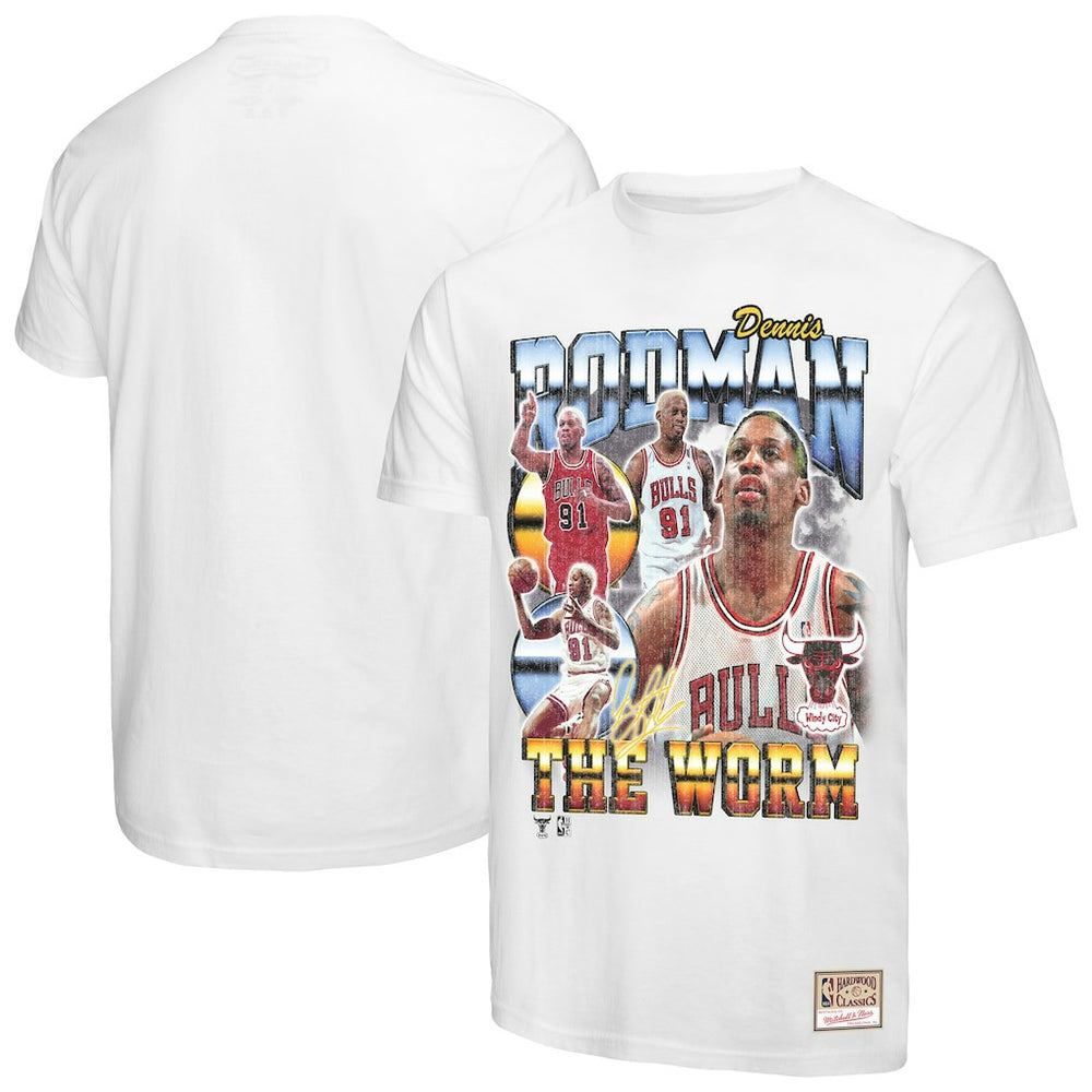 Dennis Rodman Chicago Bulls Hardwood Classics Commemorative Player Collage T-Shirt sale On Sale