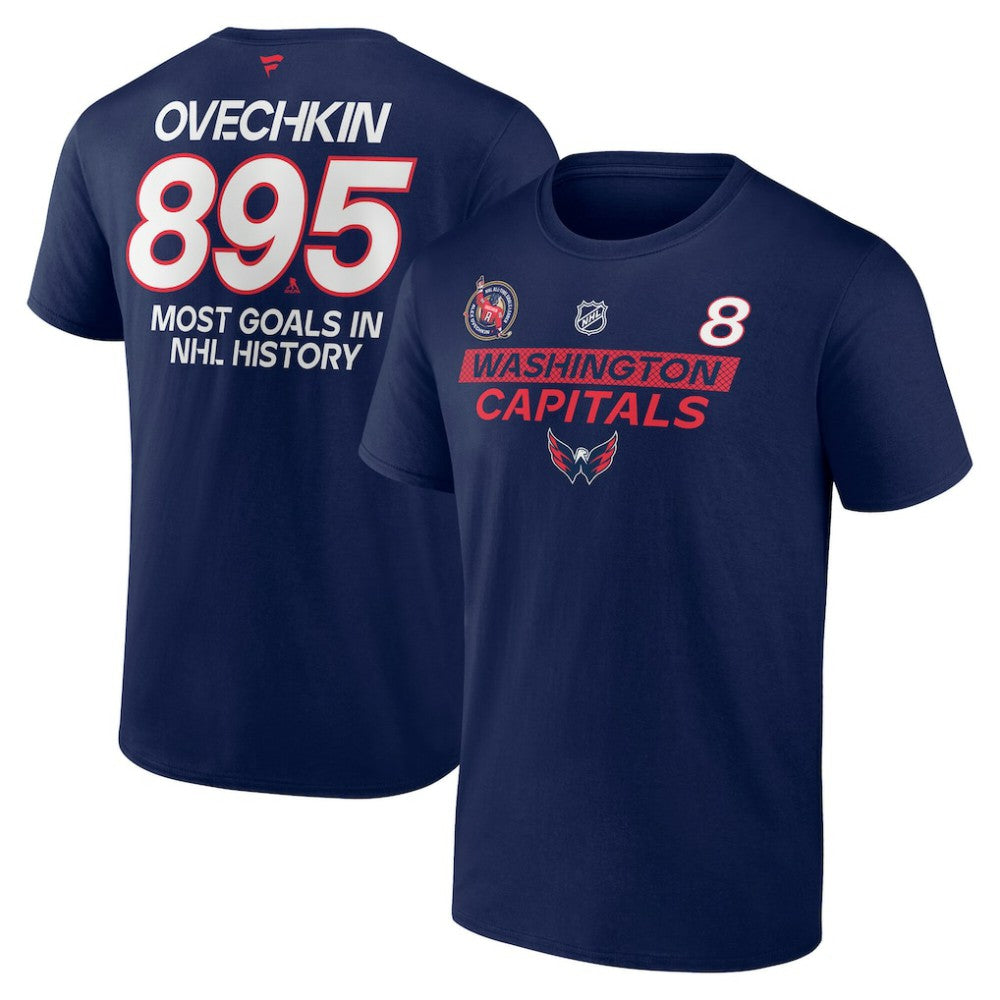 Alexander Ovechkin Washington Capitals Fanatics Most Goals in NHL History T-Shirt For Sale
