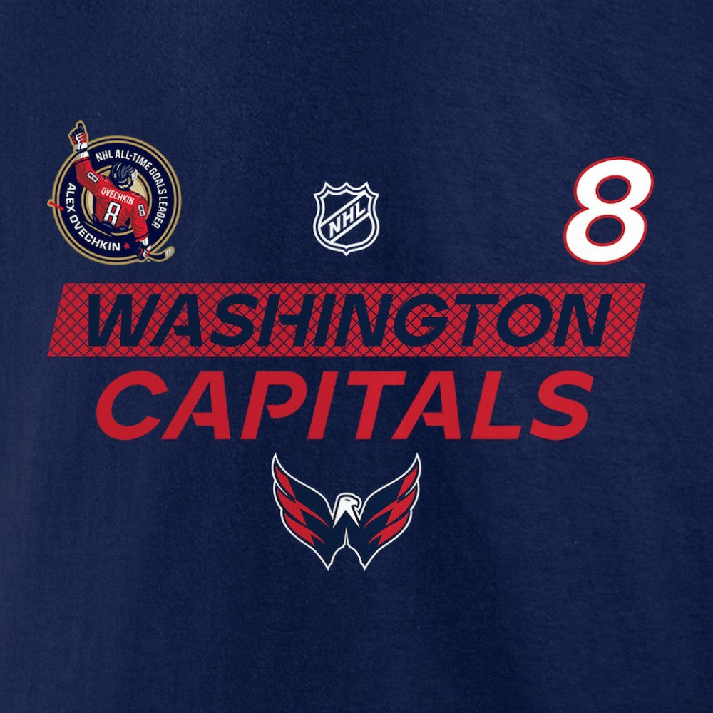 Alexander Ovechkin Washington Capitals Fanatics Most Goals in NHL History T-Shirt For Sale