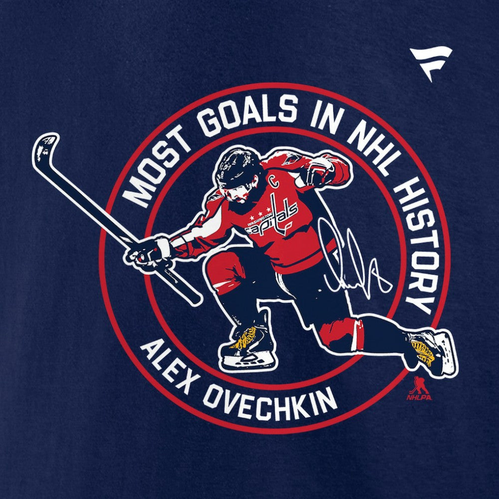 Alexander Ovechkin Washington Capitals Fanatics NHL All-Time Leading Goal Scorer Badges Long Sleeve T-Shirt Sale