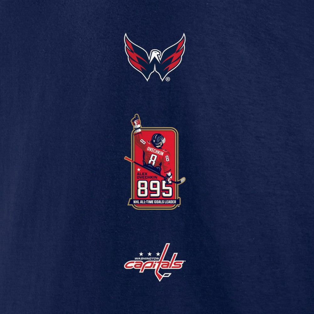 Alexander Ovechkin Washington Capitals Fanatics NHL All-Time Leading Goal Scorer Badges Long Sleeve T-Shirt Sale