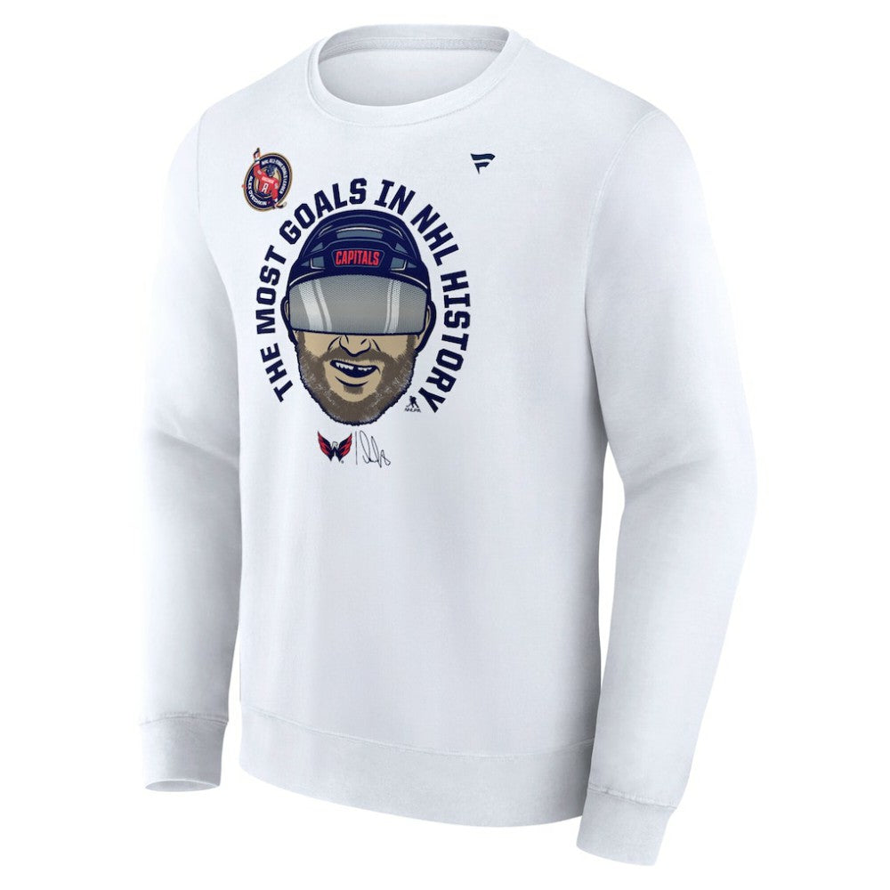 Alexander Ovechkin Washington Capitals Fanatics NHL All-Time Leading Goal Scorer GR8 Caricature Fleece Pullover Sweatshirt Online