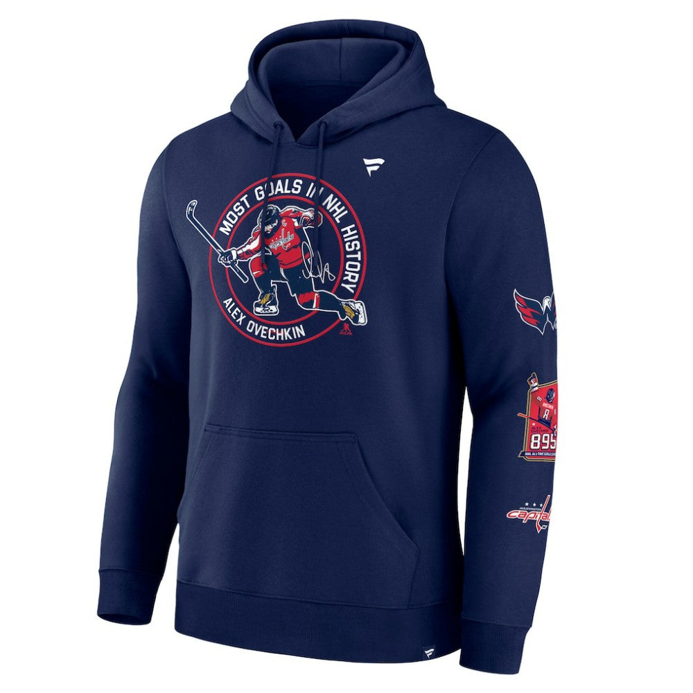 Alexander Ovechkin Washington Capitals Fanatics NHL All-Time Leading Goal Scorer Badges Pullover Hoodie Outlet
