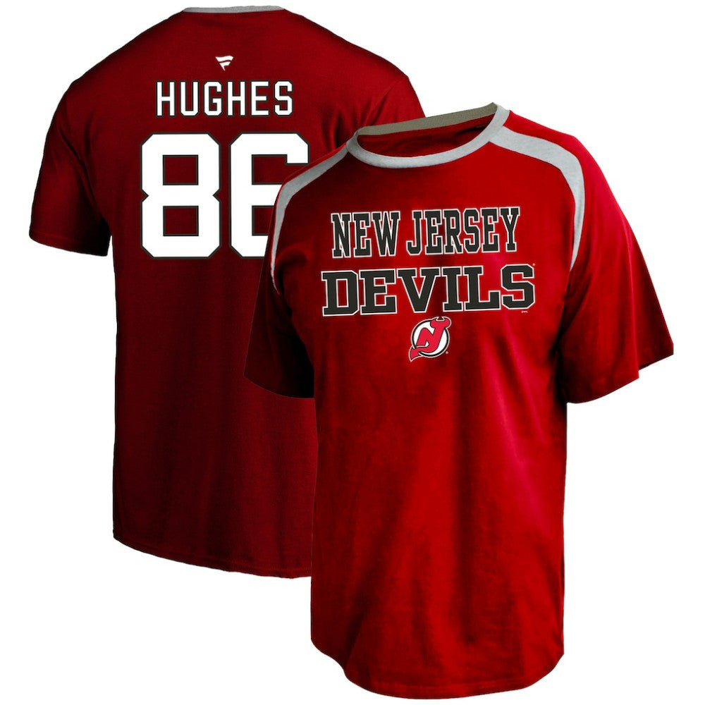 Jack Hughes New Jersey Devils Profile Big & Tall Name & Number T-Shirt For Sale