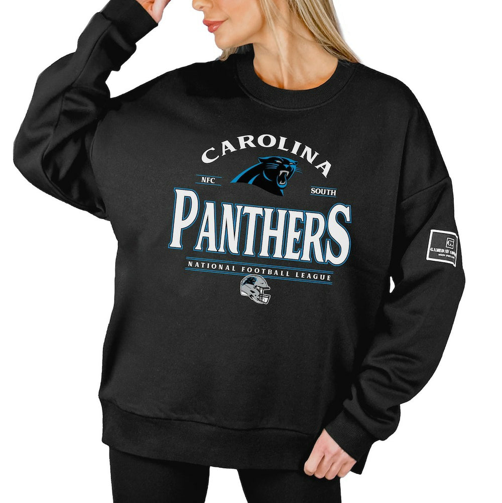 Carolina Panthers  Gameday Couture Women's Oversized Players Only Black Label Pullover Sweatshirt