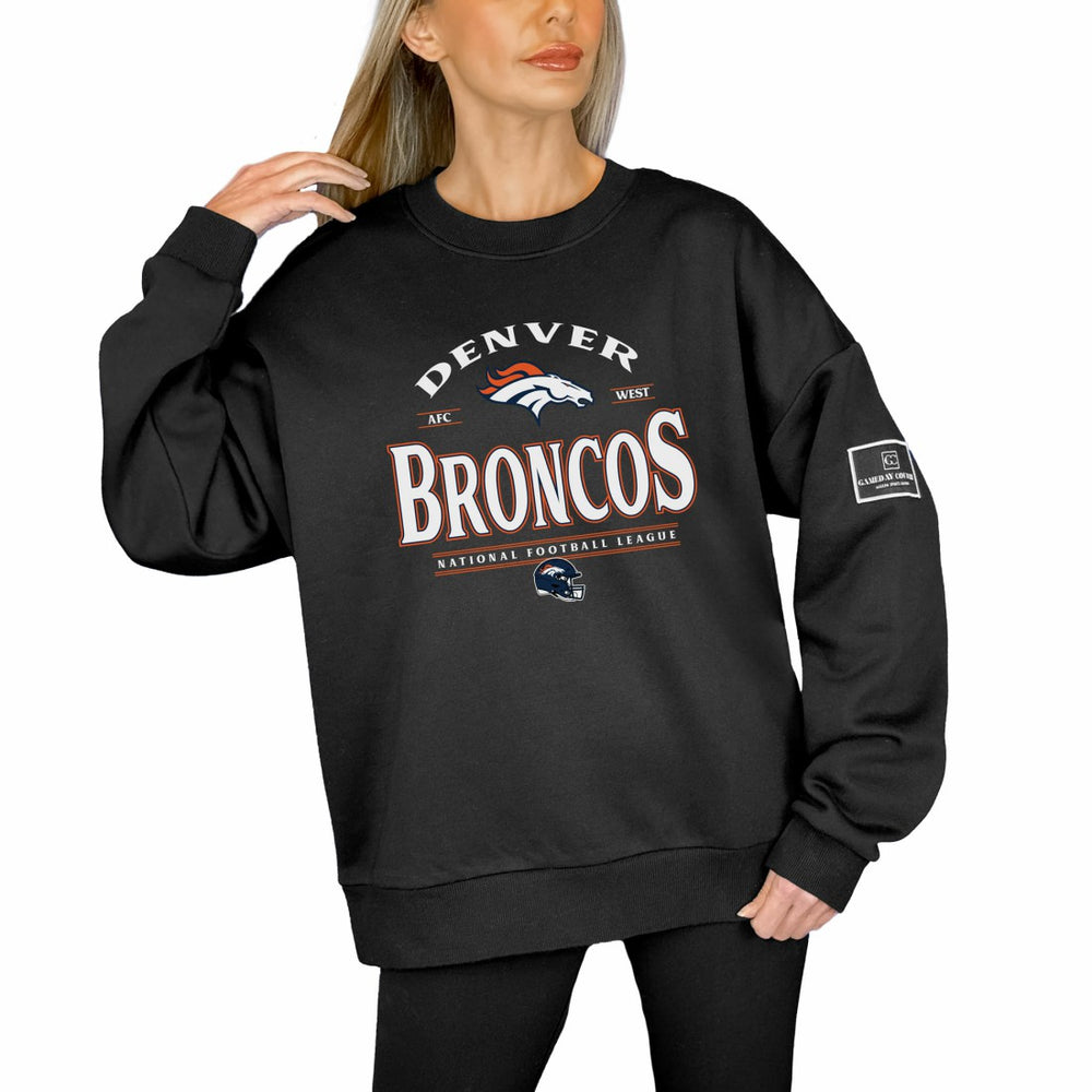Denver Broncos  Gameday Couture Women's Oversized Players Only Black Label Pullover Sweatshirt