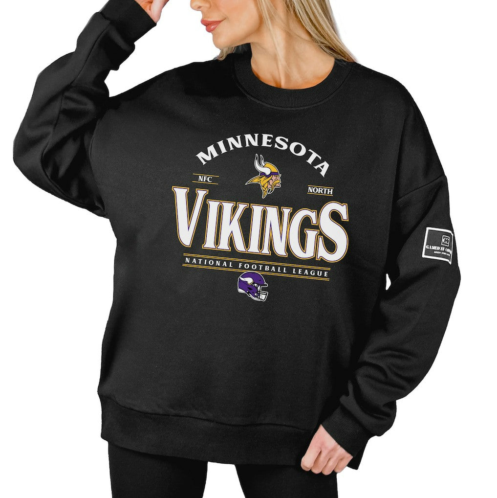 Minnesota Vikings  Gameday Couture Women's Oversized Players Only Black Label Pullover Sweatshirt