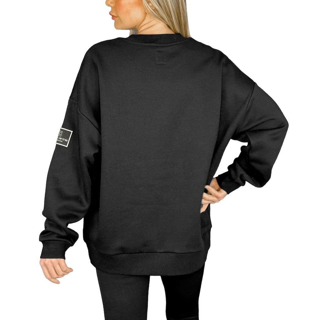 New Orleans Saints  Gameday Couture Women's Oversized Players Only Black Label Pullover Sweatshirt