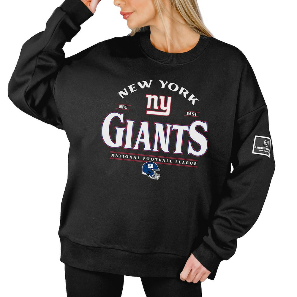 New York Giants  Gameday Couture Women's Oversized Players Only Black Label Pullover Sweatshirt