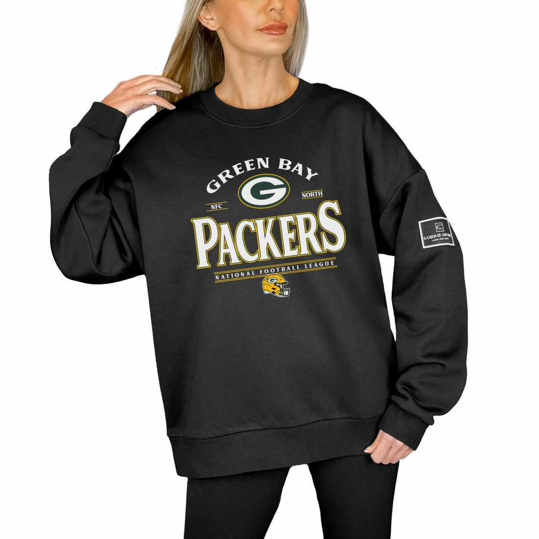 Green Bay Packers  Gameday Couture Women's Oversized Players Only Black Label Pullover Sweatshirt