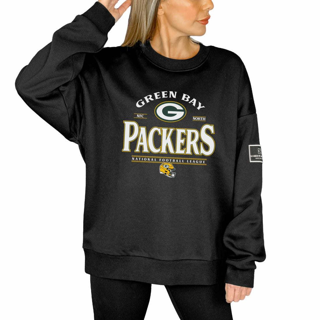 Green Bay Packers  Gameday Couture Women's Oversized Players Only Black Label Pullover Sweatshirt