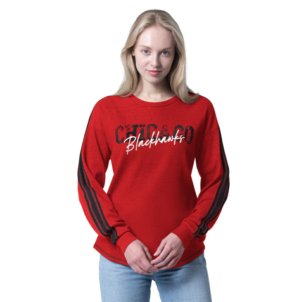 Chicago Blackhawks G-III 4Her by Carl Banks Women's Advantage Thermal Long-Sleeve Tri-Blend T-Shirt Sale