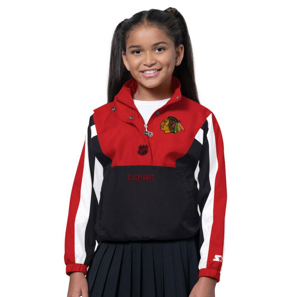 Chicago Blackhawks Starter Girls Key Player Half Zip Jacket Outlet