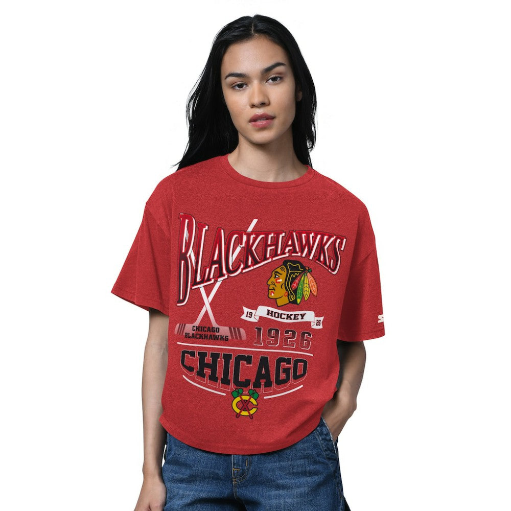 Chicago Blackhawks Starter Women's Oversized Hall of Fame T-Shirt Discount