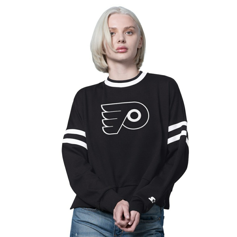 Philadelphia Flyers Starter Women's Rally Fleece Cropped Sweatshirt For Sale
