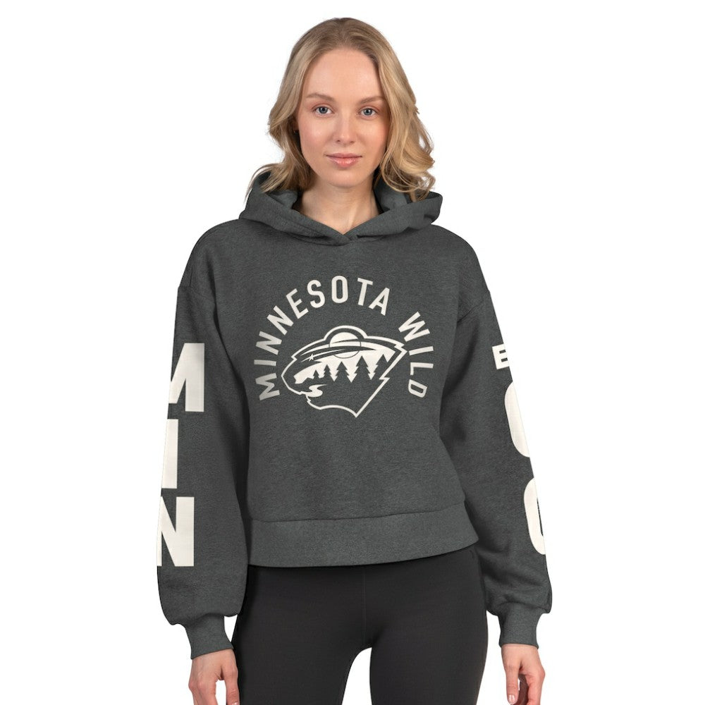 Minnesota Wild Starter Women's Star Player Cropped Fleece Hoodie Outlet