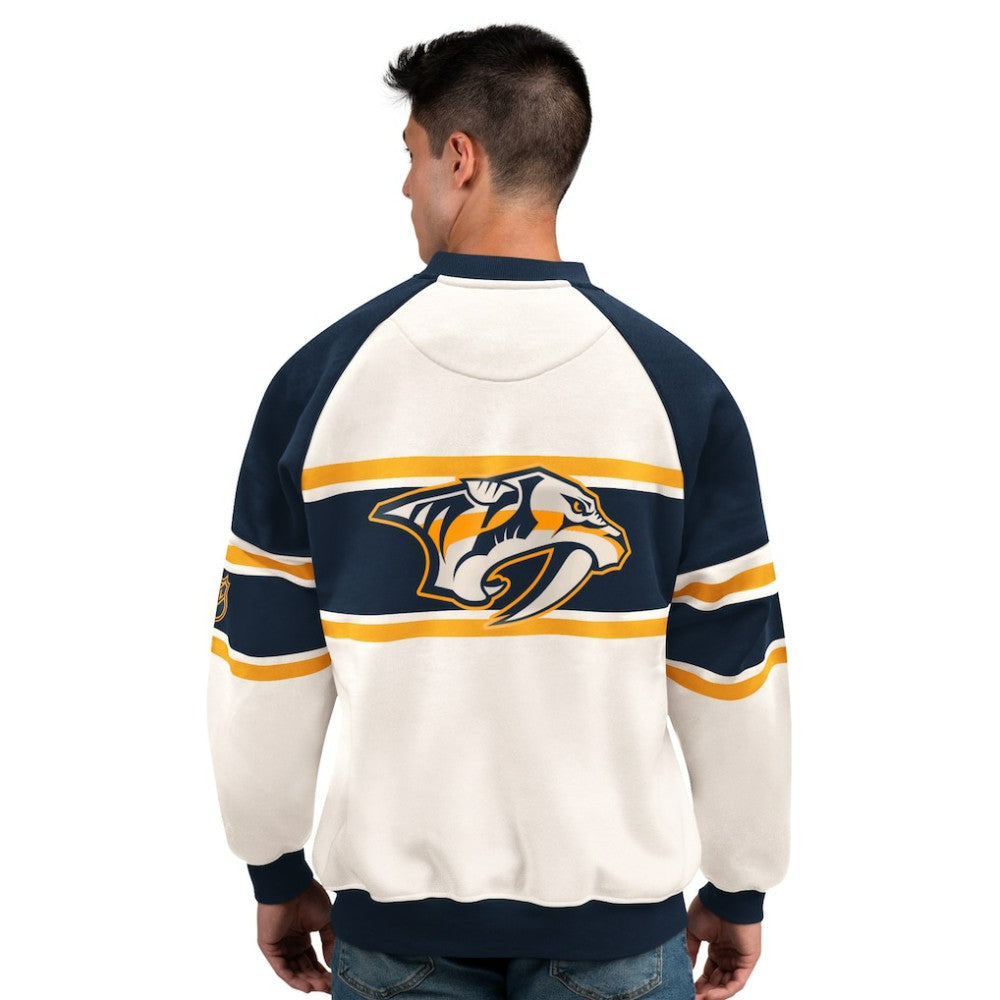 Nashville Predators Starter Male Adult Defense Fleece Crewneck Sweatshirt Online