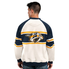 Nashville Predators Starter Male Adult Defense Fleece Crewneck Sweatshirt Online