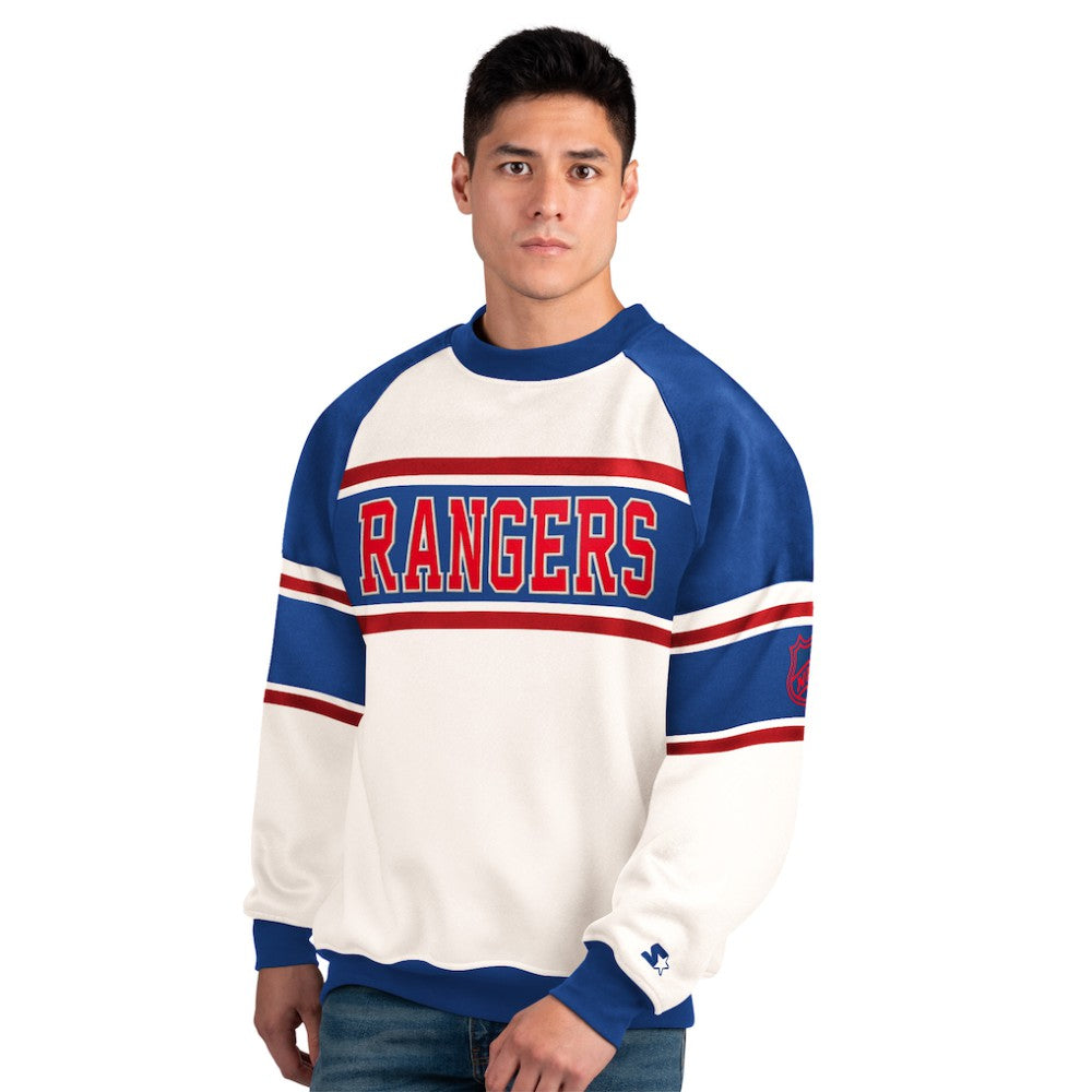New York Rangers Starter Male Adult Defense Fleece Crewneck Sweatshirt Outlet