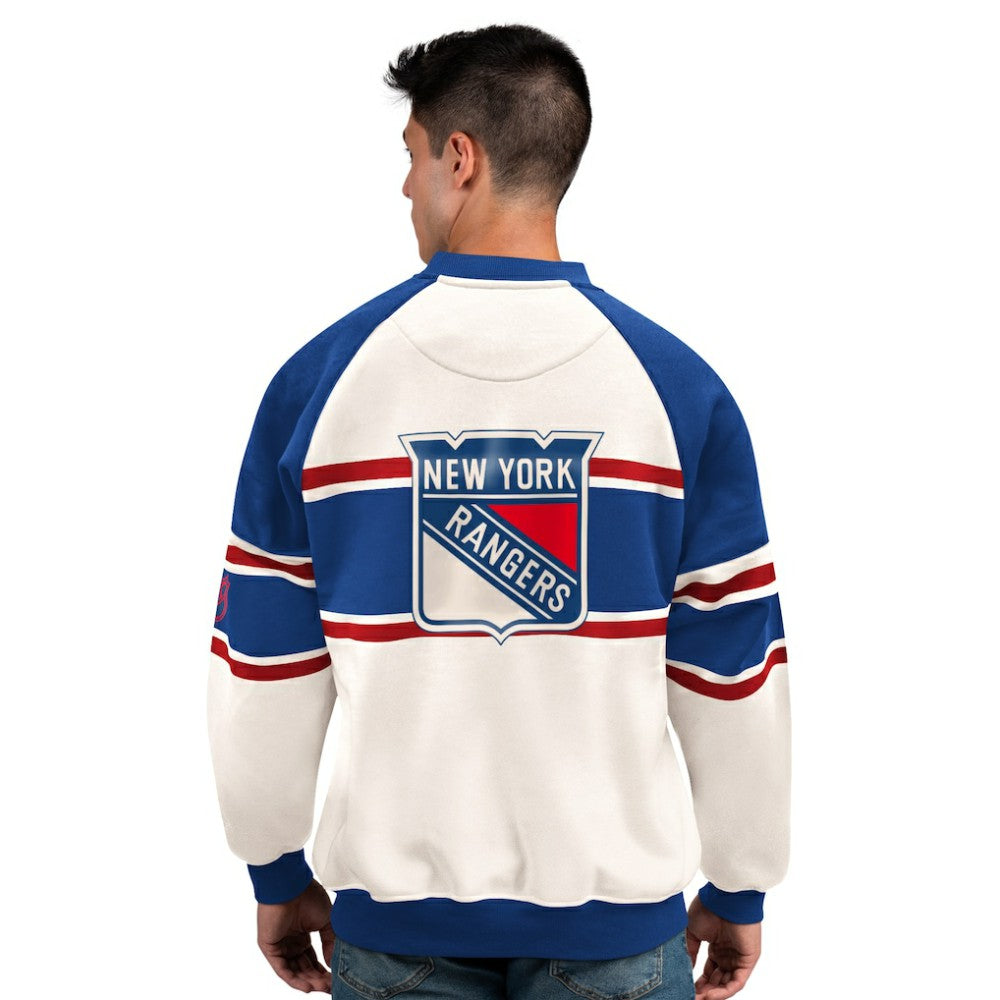 New York Rangers Starter Male Adult Defense Fleece Crewneck Sweatshirt Outlet