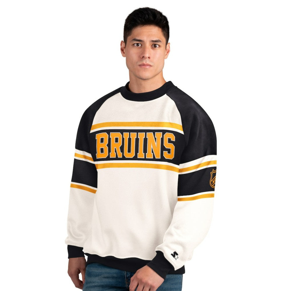 Boston Bruins Starter Male Adult Defense Fleece Crewneck Sweatshirt Outlet