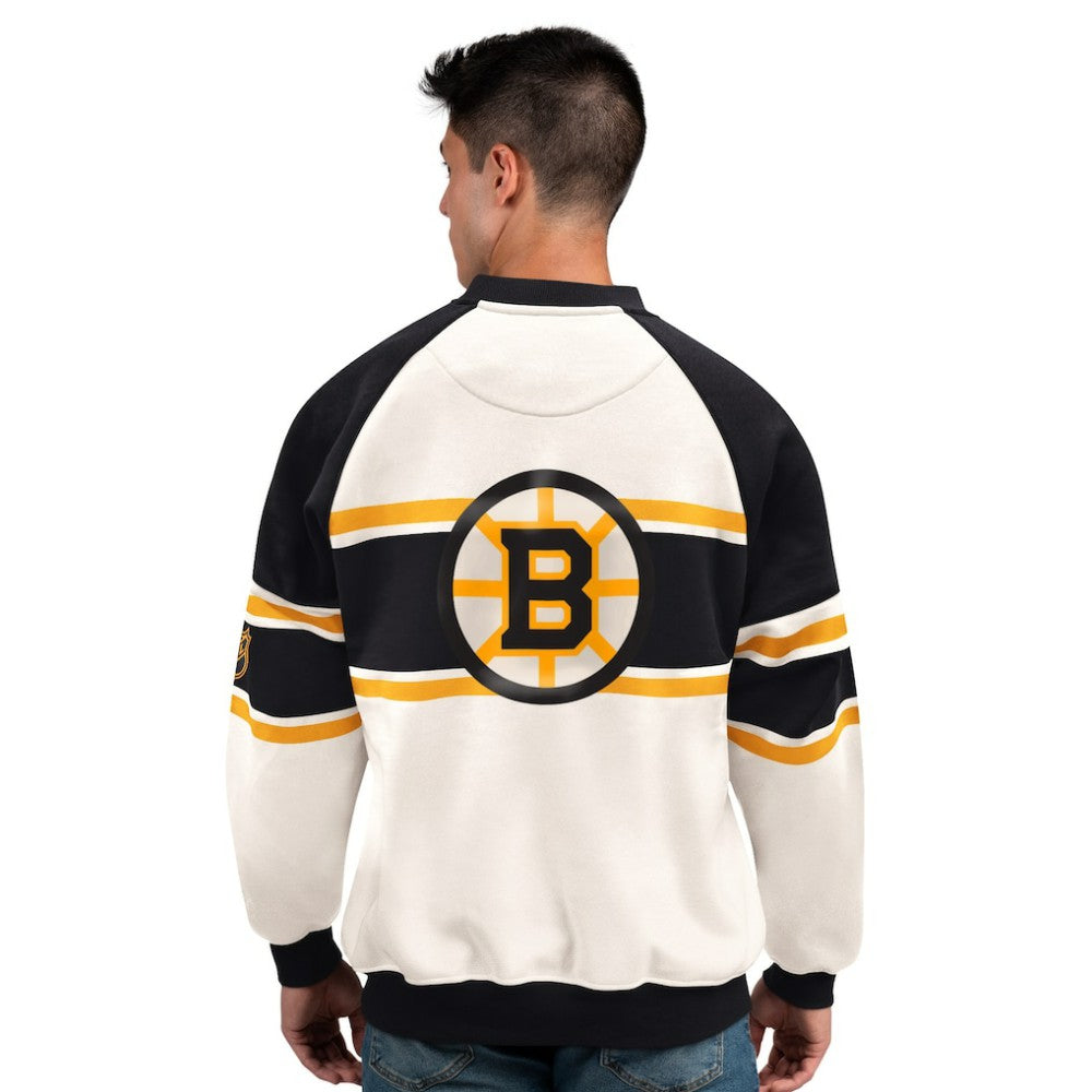 Boston Bruins Starter Male Adult Defense Fleece Crewneck Sweatshirt Outlet