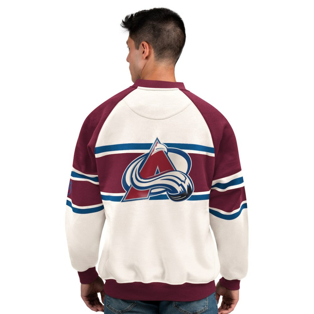 Colorado Avalanche Starter Male Adult Defense Fleece Crewneck Sweatshirt Online
