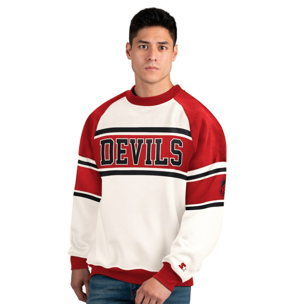 New Jersey Devils Starter Male Adult Defense Fleece Crewneck Sweatshirt Online