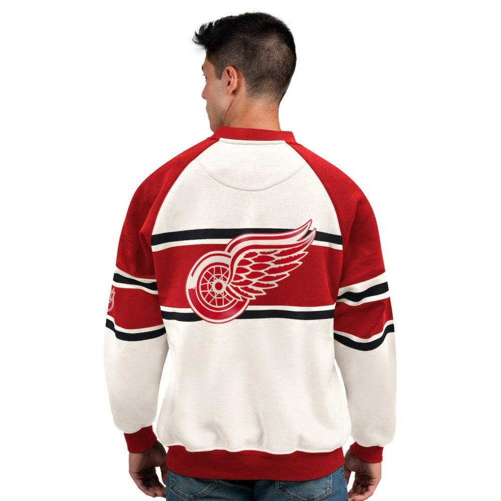 Detroit Red Wings Starter Male Adult Defense Fleece Crewneck Sweatshirt On Sale