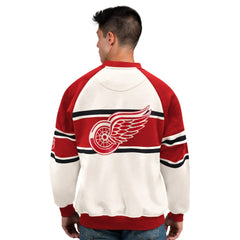 Detroit Red Wings Starter Male Adult Defense Fleece Crewneck Sweatshirt On Sale