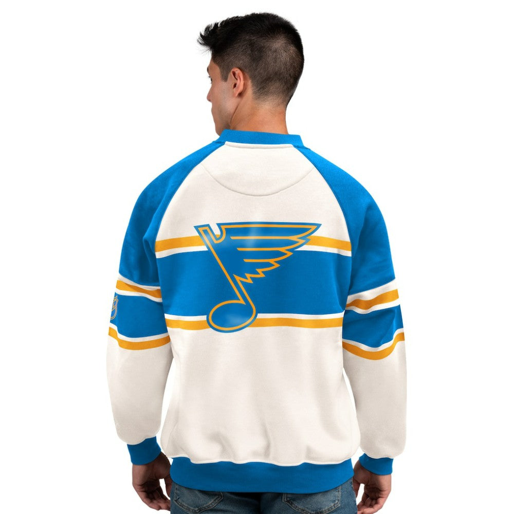 St. Louis Blues Starter Male Adult Defense Fleece Crewneck Sweatshirt On Sale