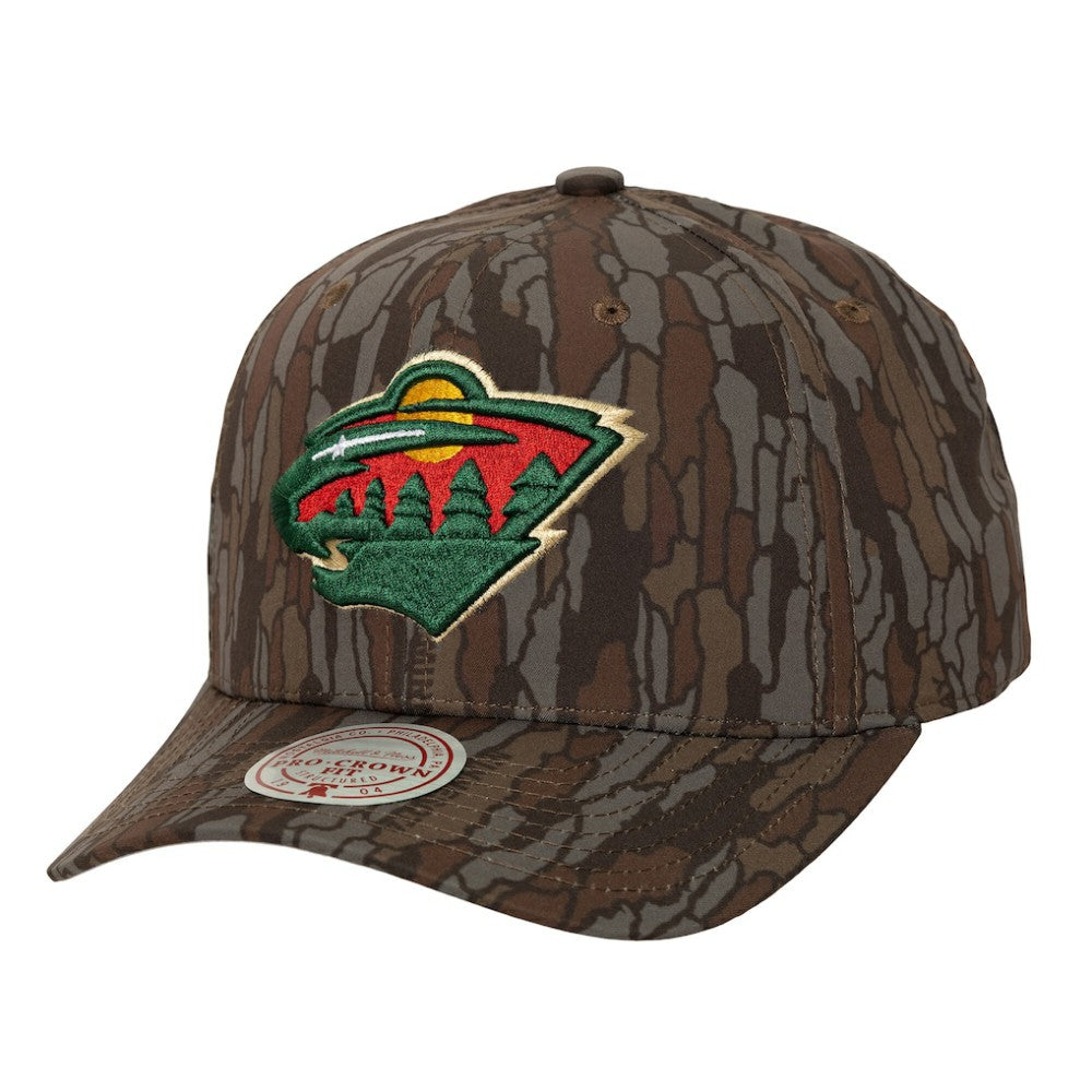 Minnesota Wild Mitchell & Ness Hidden Camo Pro Crown Adjustable Hat Discount