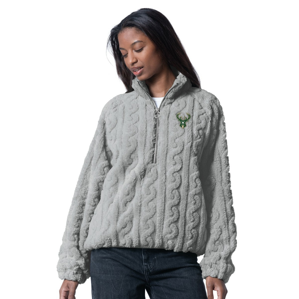 Milwaukee Bucks G-III 4Her by Carl Banks Women's Champ Half-Zip Pullover New