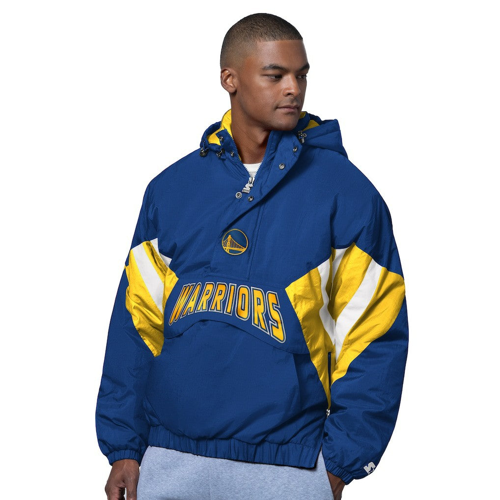 Golden State Warriors Starter The Line Up Oxford Crinkle Half-Zip Hooded Jacket sale On Sale