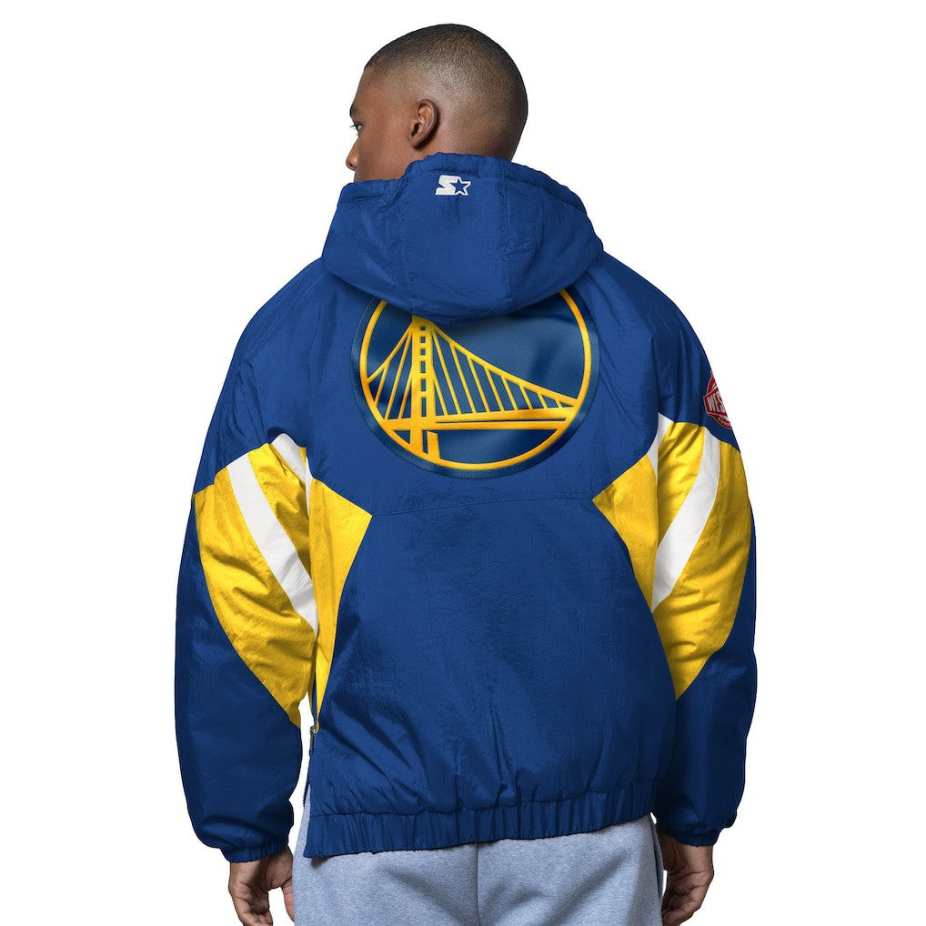 Golden State Warriors Starter The Line Up Oxford Crinkle Half-Zip Hooded Jacket sale On Sale