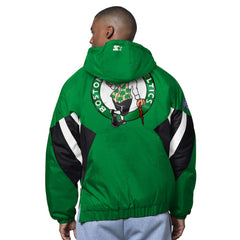 Boston Celtics Starter The Line Up Oxford Crinkle Half-Zip Hooded Jacket On Sale
