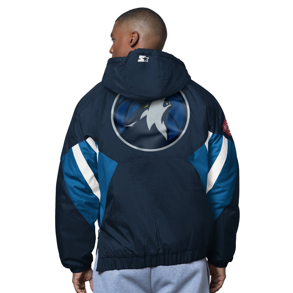 Minnesota Timberwolves Starter The Line Up Oxford Crinkle Half-Zip Hooded Jacket Online