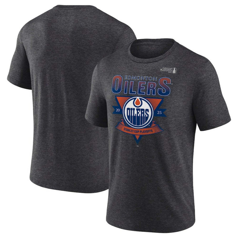 Edmonton Oilers Fanatics 2025 Stanley Cup Playoffs Crossbar Tri-Blend T-Shirt Online