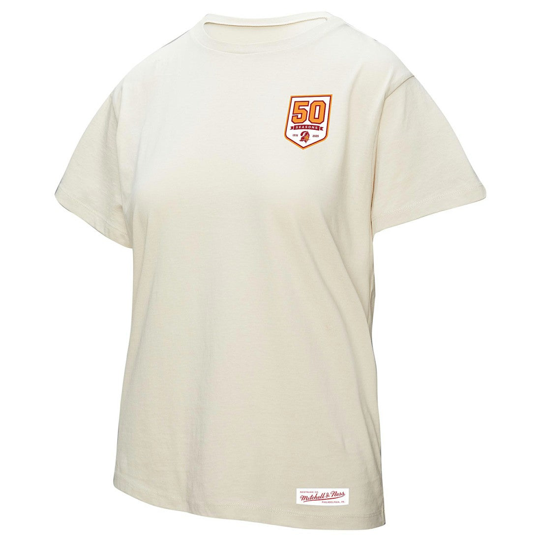 Tampa Bay Buccaneers Mitchell & Ness Women's 50th Season Pirate Oversized Boyfriend T-Shirt