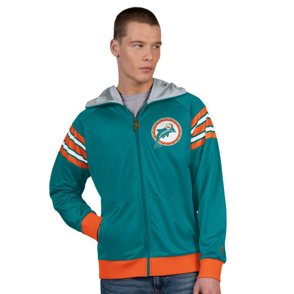 Miami Dolphins  Pro Player Retro Helmet Full-Zip Hooded Track Jacket
