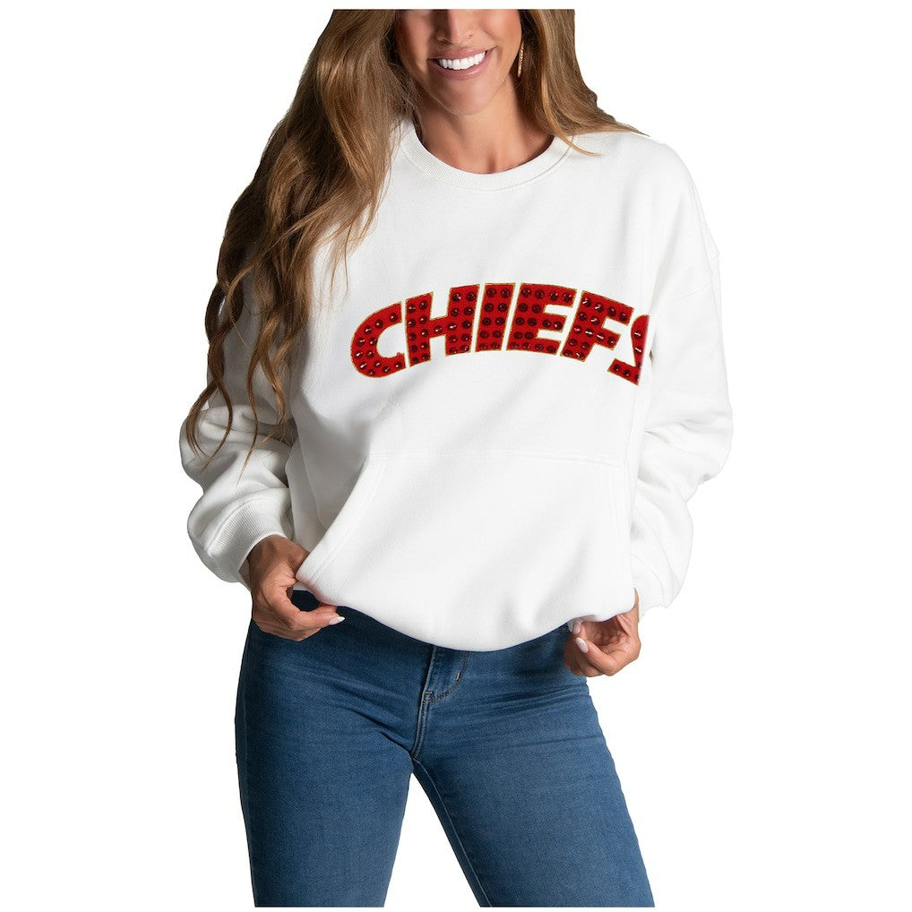 Kansas City Chiefs  Cuce Women's Chenille Jeweled Sweatshirt