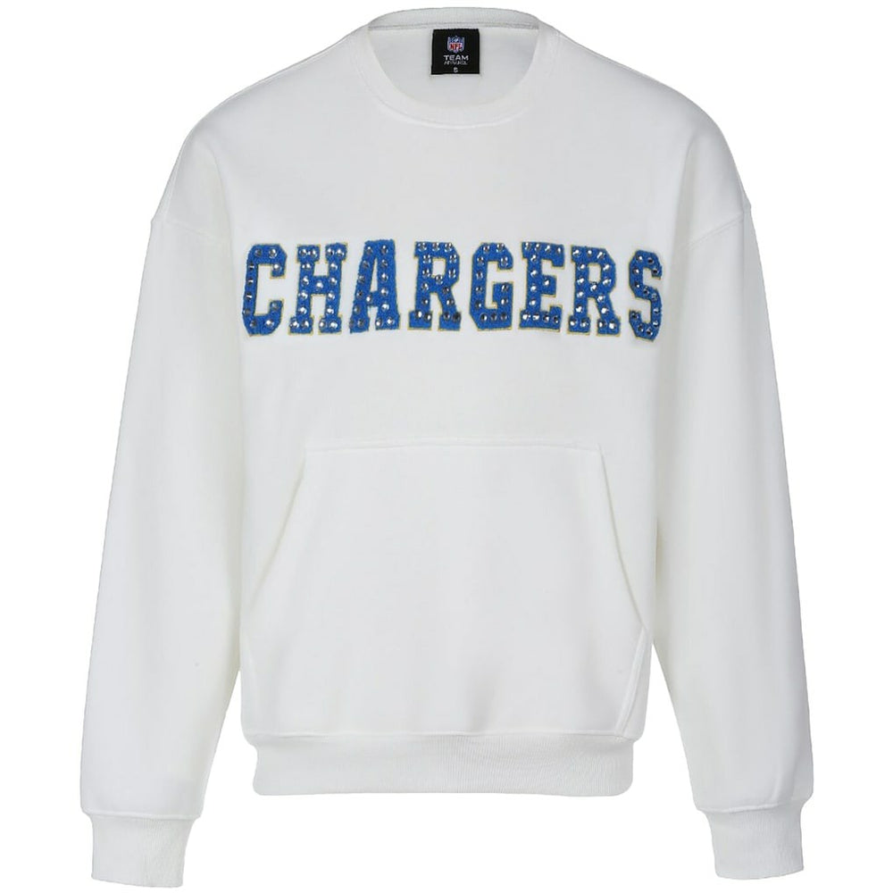 Los Angeles Chargers  Cuce Women's Chenille Jeweled Sweatshirt