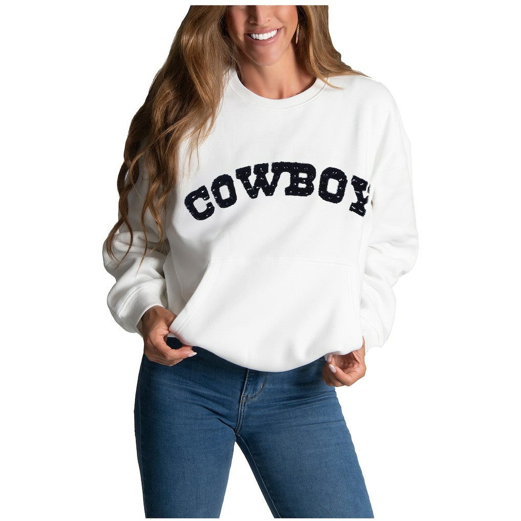 Dallas Cowboys  Cuce Women's Chenille Jeweled Sweatshirt