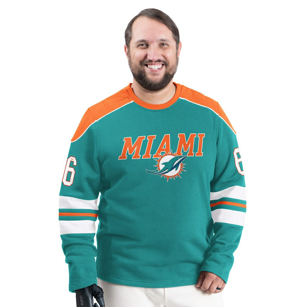 Miami Dolphins  G-III Sports by Carl Banks Adaptive Lord Stanley Crewneck Sweatshirt