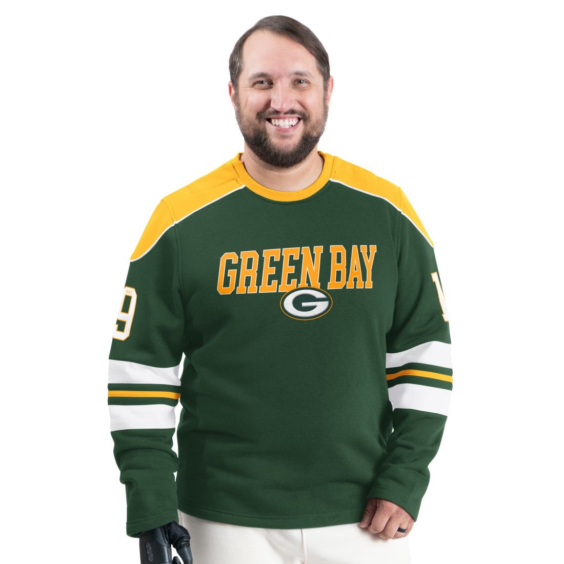 Green Bay Packers  G-III Sports by Carl Banks Adaptive Lord Stanley Crewneck Sweatshirt