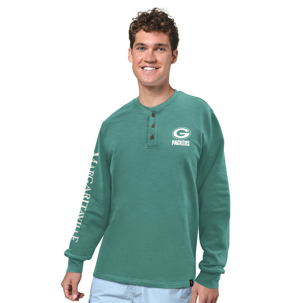 Green Bay Packers  Margaritaville Five O'Clock Henley Long Sleeve T-Shirt