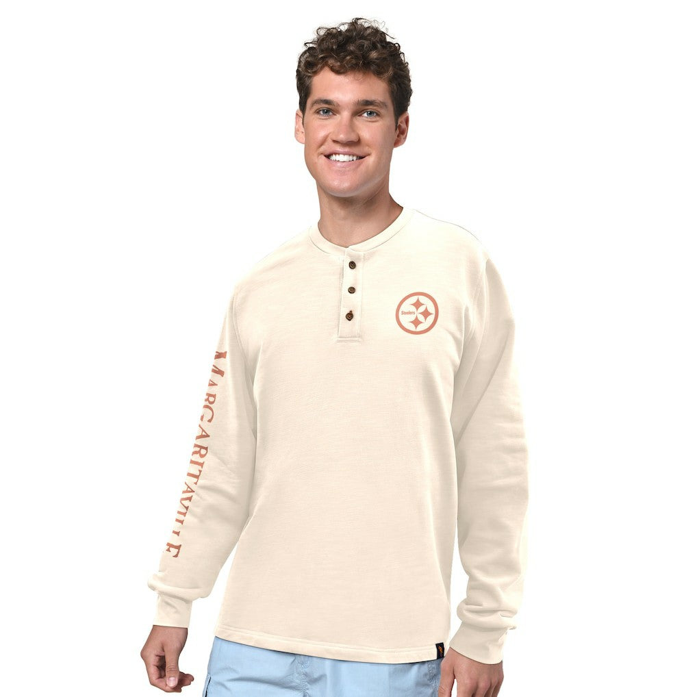 Pittsburgh Steelers  Margaritaville Five O'Clock Henley Long Sleeve T-Shirt