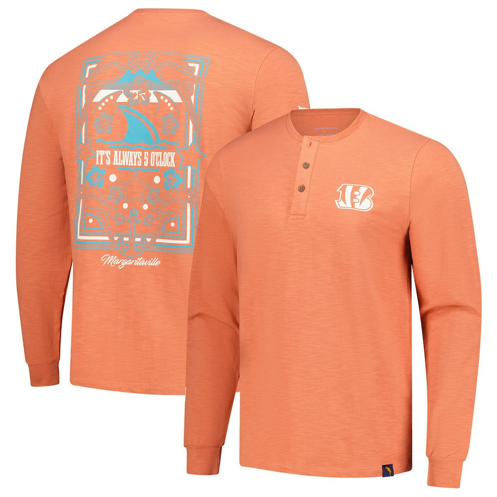 Cincinnati Bengals  Margaritaville Five O'Clock Henley Long Sleeve T-Shirt