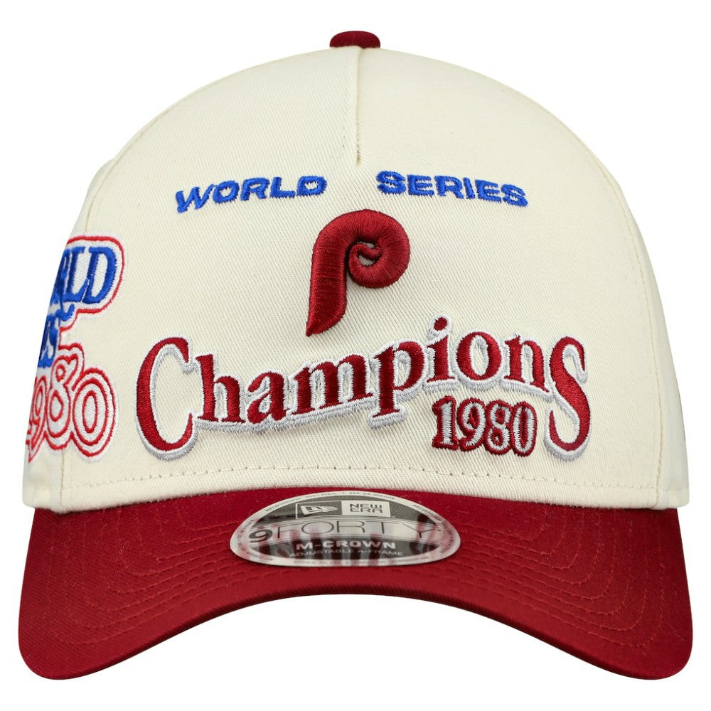 Philadelphia Phillies New Era World Series 9FORTY M-Crown A-Frame Adjustable Hat | MLB Outlet