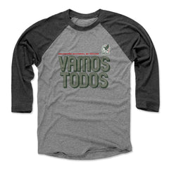 Mexico National Team 500 Level Vamos Todos Inline Bold 3/4-Sleeve Tri-Blend Baseball T-Shirt Heather Gray/Black